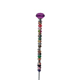 AMNGYOOK Beaded Garden Decor, Garden Beaded Stakes Fairy Wands Garden Beaded Stakes with Diamond Top for Outdoor Decor (Purple)