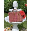 LaFiore24 Women's Shopping Basket, Natural Handbag, Handbag, Small - Red