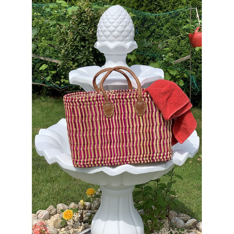 LaFiore24 Women's Shopping Basket, Natural Handbag, Handbag, Small - Red