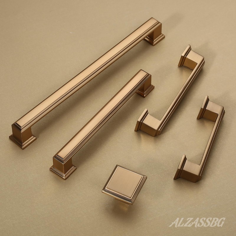 Alzassbg 10 Pack Champagne Bronze Cabinet Pulls, 3 Inch(76mm) Hole