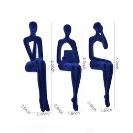 Octdays Blue Thinker Statue for Home Decor Modern Minimalist Sculpture for Living Room Bookshelf Office Desktop Abstract Art Figurine Decoration 3 Pieces