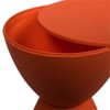 BOWERY HILL Contemporary Plastic Ribbed Round End Table in Orange