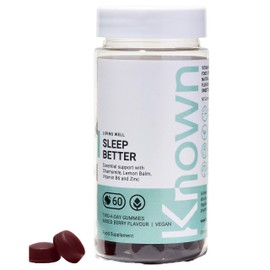 Vegan Sleep Better Mixed Berry Flavoured Gummies by Known Nutrition | Essential Sleep Support with 90mg Saffron, Chamomile, Lemon Balm | 60 Two-a-Day Vegan Gummies (One Month’s Supply) | (Pack of 1)