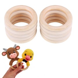 Wooden Ring, Natural Wood Rings, Macrame Rings, Natural Wood Rings, Natural Wood Round Rings, Natural Wooden Rings for Crafts, DIY, Home Decoration, Pendant Connections, DIY Accessories, Pack of 10