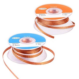 CCOZN Solder Wicks, 2 Pack No-Clean Solder Braided Wicks Desoldering Wicks For Solder Removal Tool, 0.1/0.08 Inch Width 1.5 Meter Length