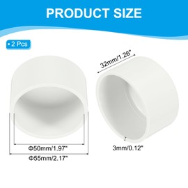PATIKIL 2" PVC Pipe End Cap Fitting, 2 Pack Furniture Grade Pipe Plug Adapter Socket Fittings for Build PVC Furniture DIY Garden Shelf Support Structure Storage, White