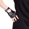 JISEN Women PU Leather Punk Gloves Fingerless Buckle Gloves Performance