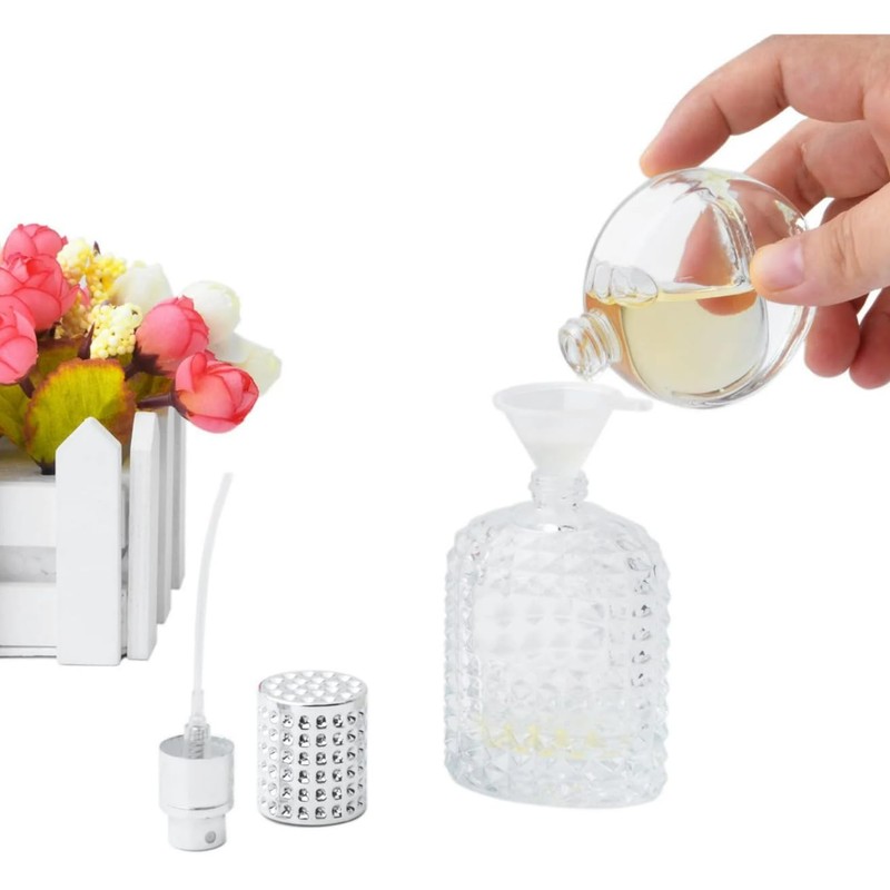 SCOLAND 50ml Refillable Clear Glass Luxury Spray Perfume Bottle Empty