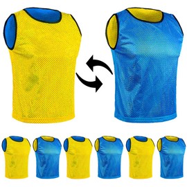SPORTSBIBS 6 x Football Bibs for Children and Adults - Set of 6 - Reversible Bibs 2 Colours, Training Bibs, Marking Shirt Double-Sided for Men and Women Juniors Seniors