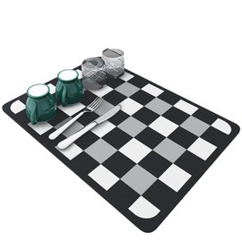 Leaf64 Dish Drying Mat, Dish Drainer, Absorbing Mat, Drying Mat, Fully Washable (Checkerboard 30x40))
