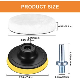 Car Polishing Pads Polishing Buffer Pads Professional Wool Polishing Pads Car Buffer Polisher Kit with Drill Adapter for Car Furniture Sanding, Polishing Waxing Sealing Glaze (80mm)