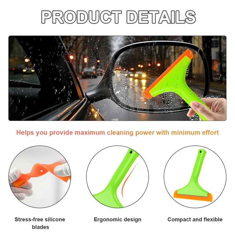 KVAEY Small Silicone Window Squeegee, 5.9 Inch Car Windshield Water