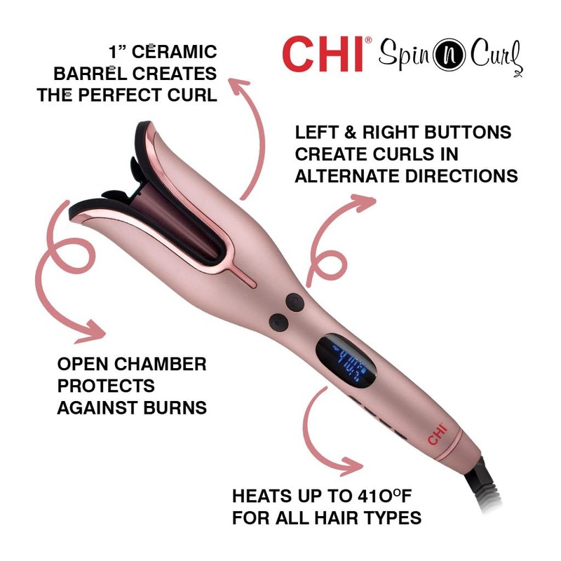 CHI Spin N Curl 1″ Ceramic Rotating Curling Iron, Adjustable