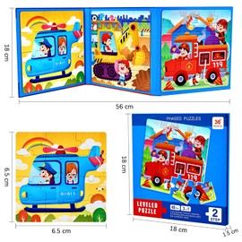 BBLIKE Children's Puzzle Magnetic Puzzle Car Puzzle for Children Puzzle from 3 Travel Games Children from 3 Learning Toys for Children 3 4 5 Years Old (Vehicle)