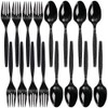 Black Fork & Spoon Plastic Cutlery Set (6") Pack of