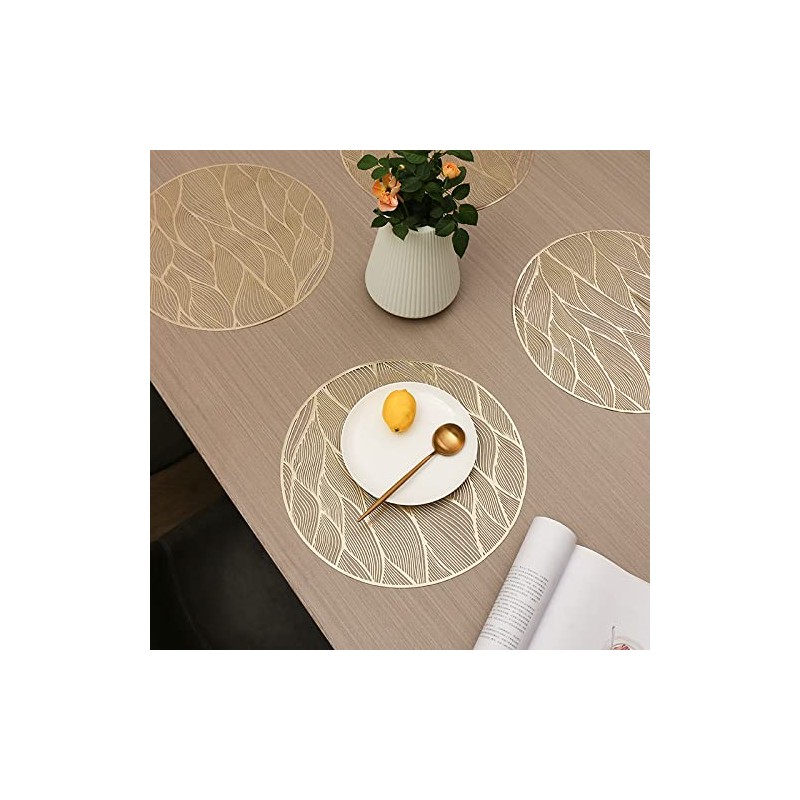 Hosoncovy 4 Pack Waves Decorative Placemats PVC Placemats Hollow Table