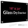 Black Glass Dry Erase Whiteboard, 18" x 24" Frameless Glass