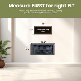 Empire Register Co, Ceiling & Wall Vent Cover - 6x14 inch, Art Nouveau Design, White Finish, Metal Damper Attached, Measure Wall Hole Dimensions (not for Floor use)