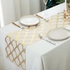 WELTRXE Table Runner with Gold Foil, 28cmx5m Faux Linen Polyester-Cotton