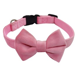 WDPAWS Dog Collar, Dog Collar, Small, Medium, Large Dog Collar, Cute Bowknot Included, Lightweight, Stay-On, Soft Velvet, Breathable, Soft, Adjustable Size (Pink,S)