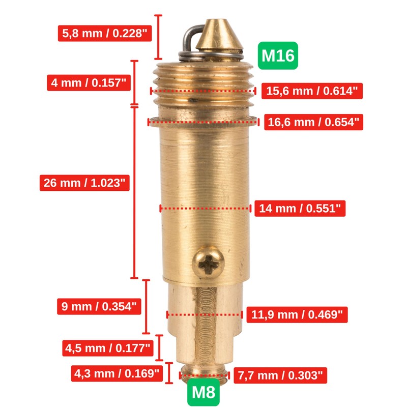 Pop Up Set Replacement Spigot 1 Piece Brass 54mm Length