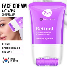 7Days Moisturising Face Cream with Retinol - Korean Skin Care - Firming Cream for Face and Neck - Roller Against Swelling for Skin 80ml