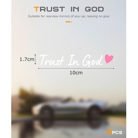 SCUARI SCUARI 4PCS Car Stickers,Cars Decals,Car Accessories Trust in God Rearview Mirror Sticker,Auto Stickers and Decals,Auto Decals for Women,Trust in God Mirror Decoration,Fits Most Vehicles (White&Pink)