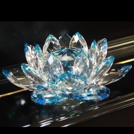 Crystal Sparkle Crystal Lotus Flower Feng Shui Home Decor with Gift Box, 3-Inch (Blue)