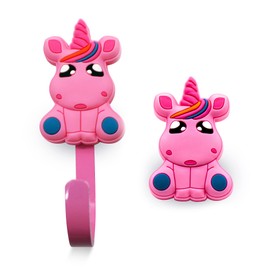 DOJA Barcelona Children's Furniture Knobs + Children's Clothes Hangers | 8 Cupboard Knobs Children's Unicorn and 8 Children's Wall Hooks | Made of Rubber and Zinc Aluminium | Coat Hooks and Drawer Kno