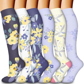 Compression Socks for Women and Men 6 Pack Copper Compression Stockings Circulation-Best Support for Medical, Running,Nursing,Athletic (C-Assorted-2, Small-Medium)