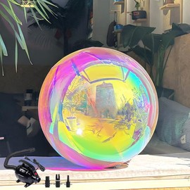 Gymodel Inflatable Mirror Ball, 0.5m 20in Golden Big Shiny Balls Inflatable, Shiny Mirror Ball with Double-Layer PVC Garden Balls for Party, Wedding, Outdoor&Indoor Decor, with 600w air Pump