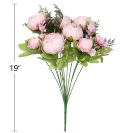 Flojery Silk Peony Bouquet Vintage Artificial Peonies Flower for Home Wedding Party Decor (1pcs, Spring Rose Pink)