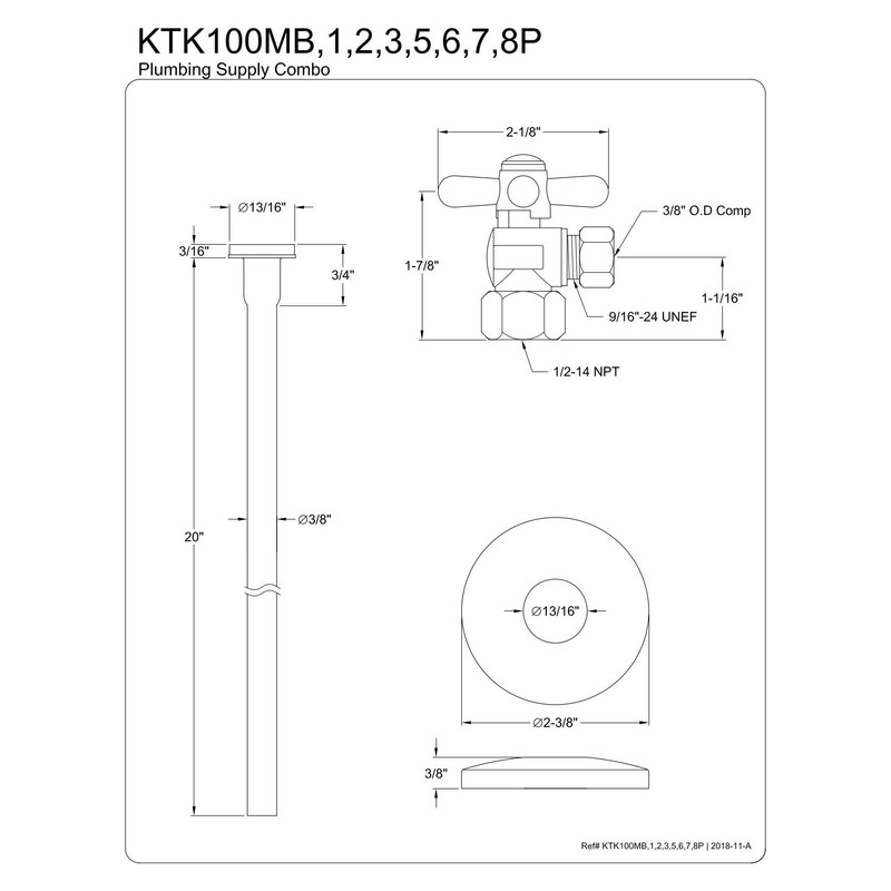 Kingston Brass KTK102P Trimscape Toilet Supply Kit, Polished Brass 20