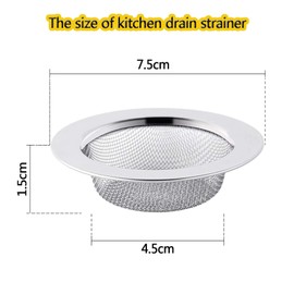 Hair Plug Catcher Shower, Sink Strainer Plug for Kitchen or Bathroom Plug Hole, 2 PCS Stainless Steel Mesh Hair Filter for Shower Drain 7.5 cm Outer Diameter