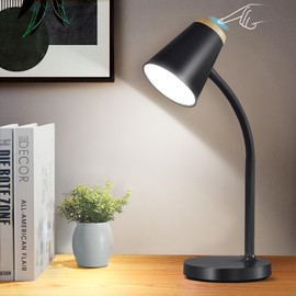 GyroVu GyroVu Led Desk Lamp, Touch Dimmable Reading Lamp for Dorm Office Home, Flexible Gooseneck Table Lamp for Studying Bedside Bedroom Nightstand Black