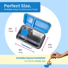 Steelies Stainless Steel Lunch Box Kids and Adults, 670ml/22.7oz, Leak Proof Bento Box, 304 Stainless Steel, Fits Sandwiches, Dishwasher Safe (Ocean)