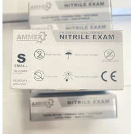 Ammex Blue Nitrile Exam Gloves, Latex & Powder Free, Size Small 6 boxes of 100