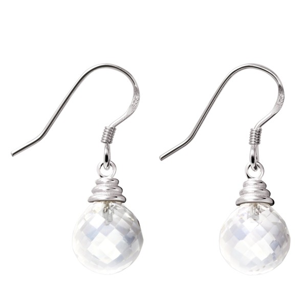 Franki Baker 925 Sterling Silver Dainty Rock Crystal Gemstone Earrings