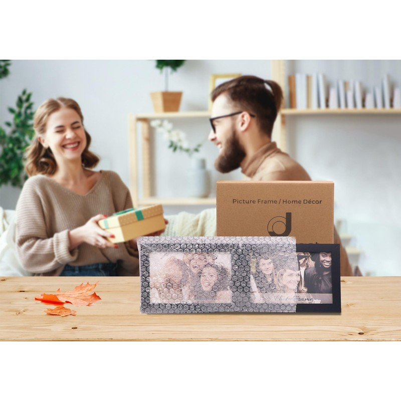 JD Concept Double 4x6 Horizontal Combo, Black Wood Picture Frame,