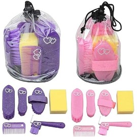 Elico Wexford 6 Piece Childrens Junior Glitter Hearts Grooming Kit Pink