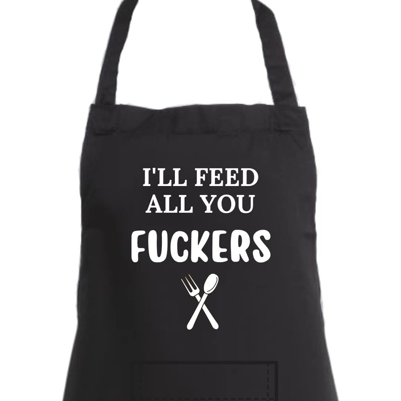 Second Ave Unisex Funny I'll Feed All You Black Apron