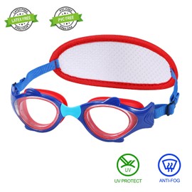 RUIGAO Swim Goggles Kids, Toddler Goggles Neoprene Head Band, Red Spider Swimmimng Goggle for Baby/Kids/Toddlers
