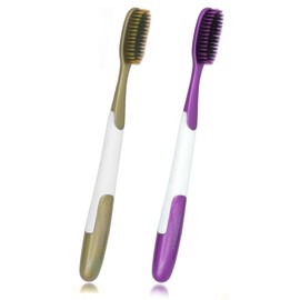 CMHX Extra Soft Flossing Toothbrush Manual Soft Toothbrush for Adults, Ultra CleanToothbrush, Good for Sensitive Teeth and Gums Long Large Head Whitening Teeth 2PCS (Red&Golden)