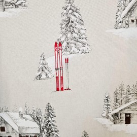 Stoff Sold by the Metre Cotton Natural Skiing Ski Slope Lift Holiday Snow Easy Care Decorative Stoff Curtain Stoff Linen Look Sold by the Metre Price
