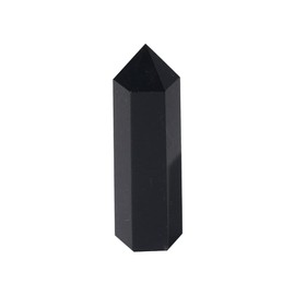 Luckeeper 4" Black Obsidian Healing Crystals Wands Crystal Tower Stone Large Hexagonal Crystal Point for Reiki Energy Balancing Meditation Therapy with Gift Box 1 Pcs