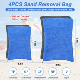 Abnaok 4PCS Sand Removal Bag, Sand Remover for Beach, Sand Brush for Beach feet, Sand Remover Brush Beach Vacation Camping Essentials Talc-Free