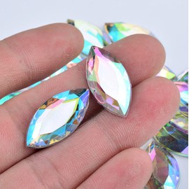 20mm Horse Eye 50 500 Sparkly Mix Flat Back Rhinestone Teardrop Large AB Bead Diamante Gem Crystal Teardrop Pear Rhinestones 18mm Big AB Iridescent no Holes Glue on (500 Pack Wholesale)