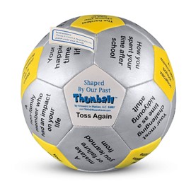 Trainers Warehouse Shaped by Our Past Thumball Communication Game 6" | Yellow Conversation Starter | Ice Breaker - Share The Experiences That Shaped You | 32 Prompts