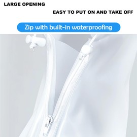 Shoe Covers, Waterproof, Rain Shoe Covers, Reusable Shoe Covers, with Zip, Non-Slip, Galoshes for Women, Men and Children (White, XXL)44-45)