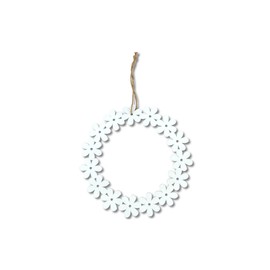 DARO DEKO Holz Blumenkranz weiß Ø 15cm mit Kordel Holzkranz Dekohänger Tür-Kranz